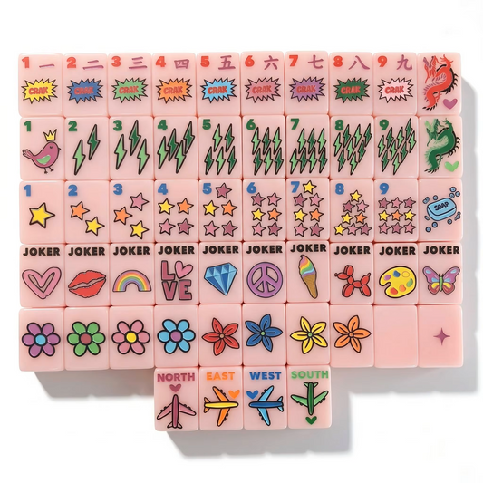 Pink Vintage Fun Mahjong Tiles Set 160pcs