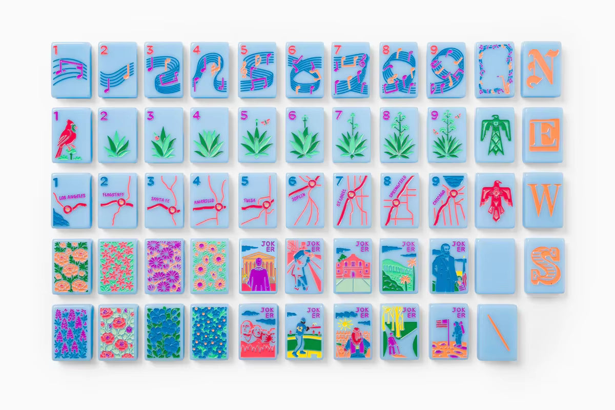 Blue USA Mahjong Tiles Set 160pcs