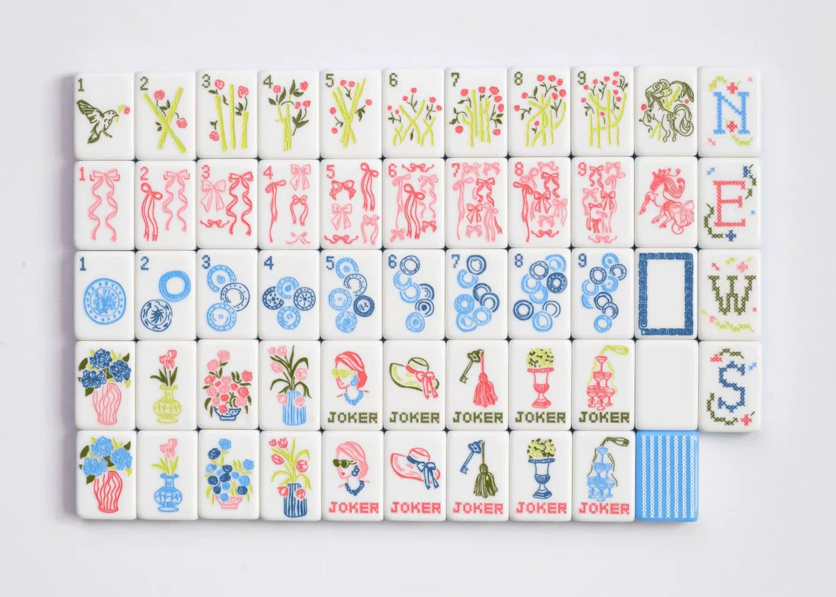 French Blue Mahjong Tiles Set 160pcs