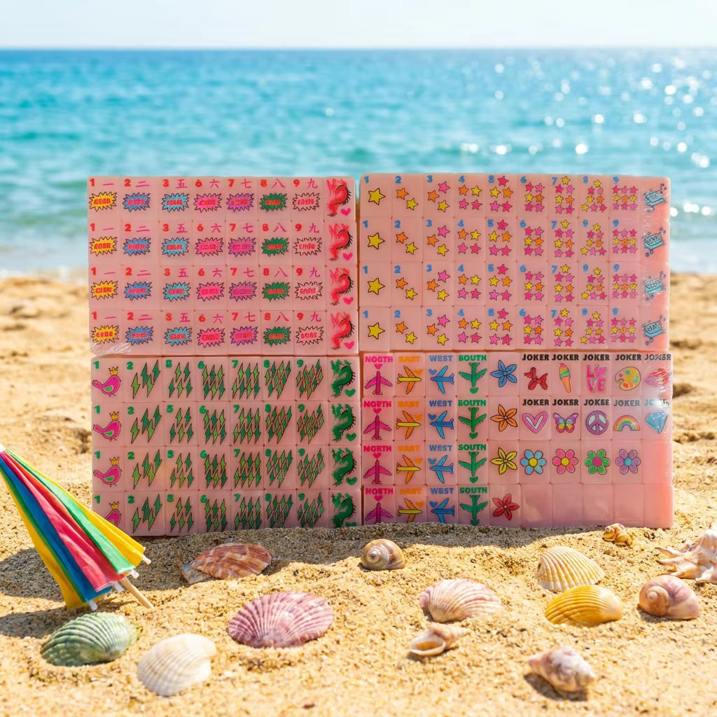Pink Vintage Fun Mahjong Tiles Set 160pcs