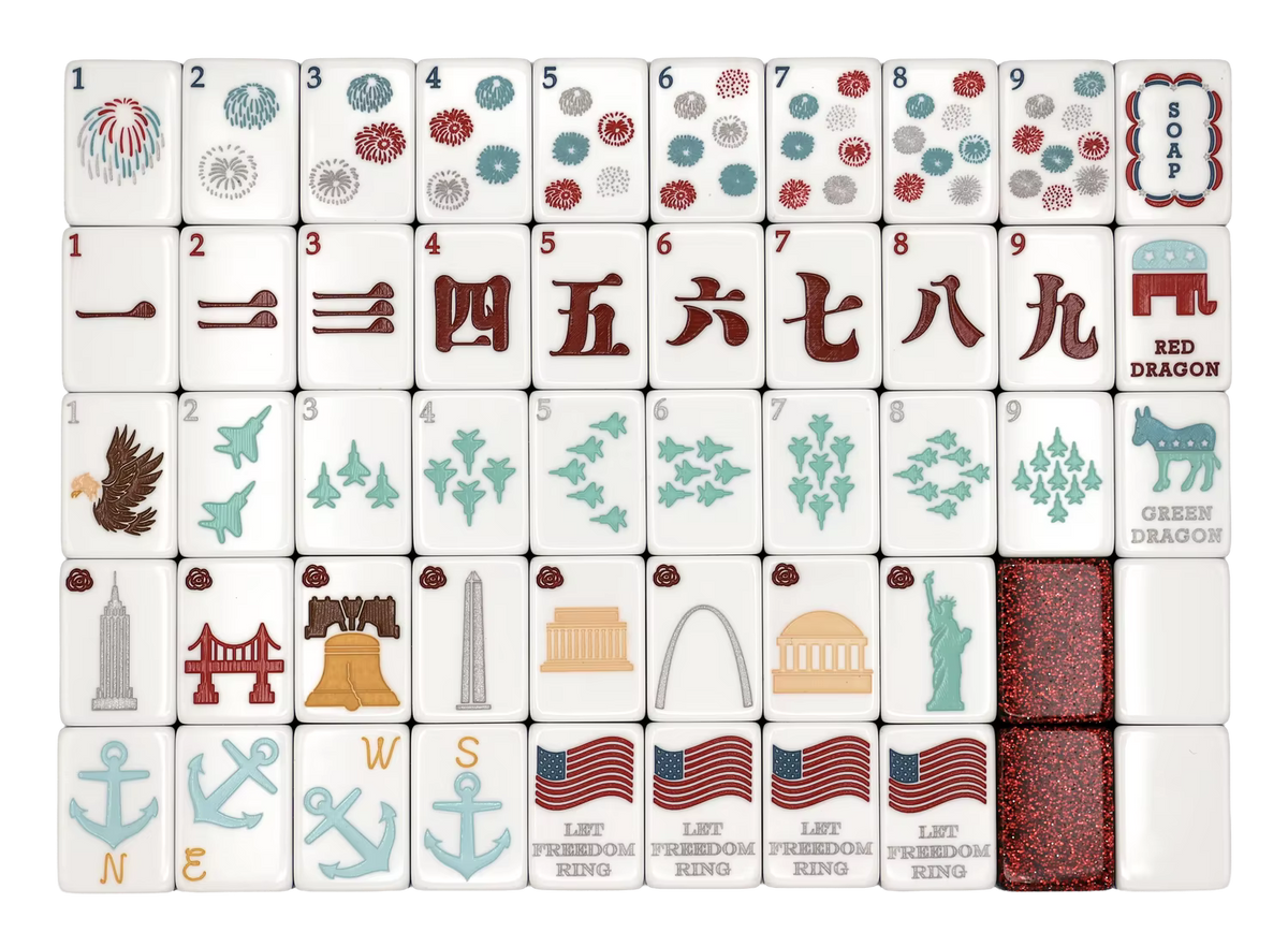 American Red Mahjong Tiles Set 160pcs