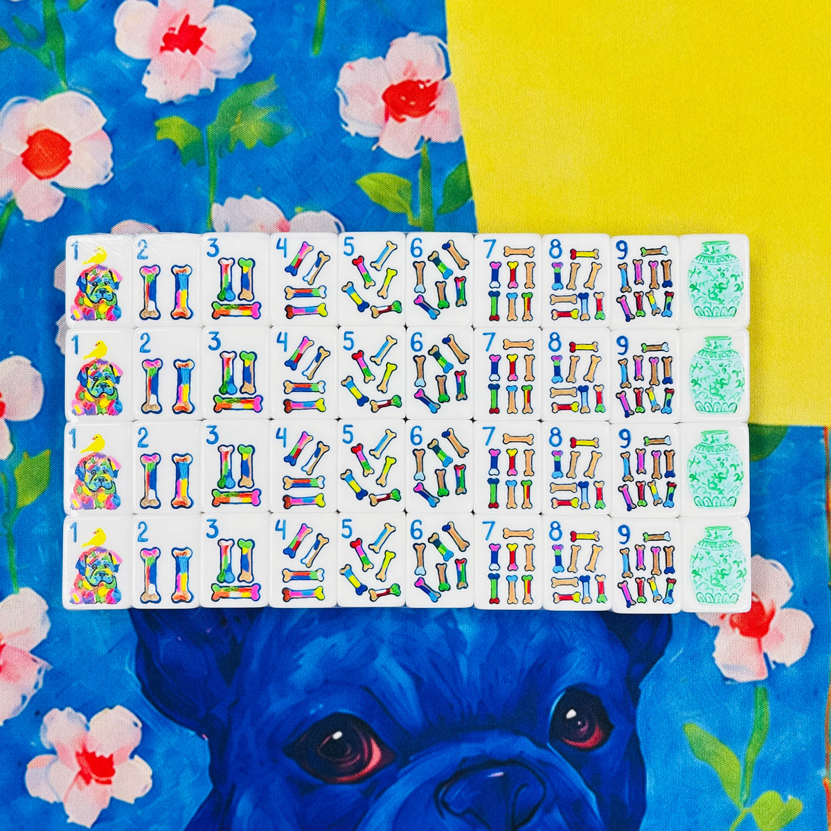 Pop Art Mahjong Tiles and Mat Set