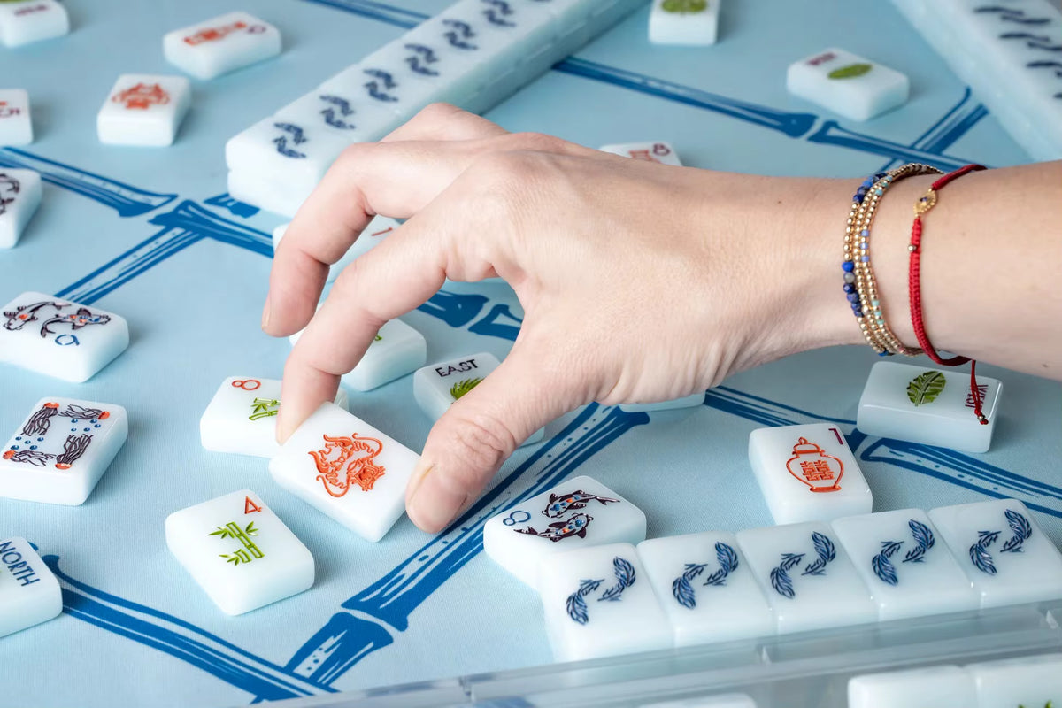 Blue Jade Mahjong Tiles Set 160pcs