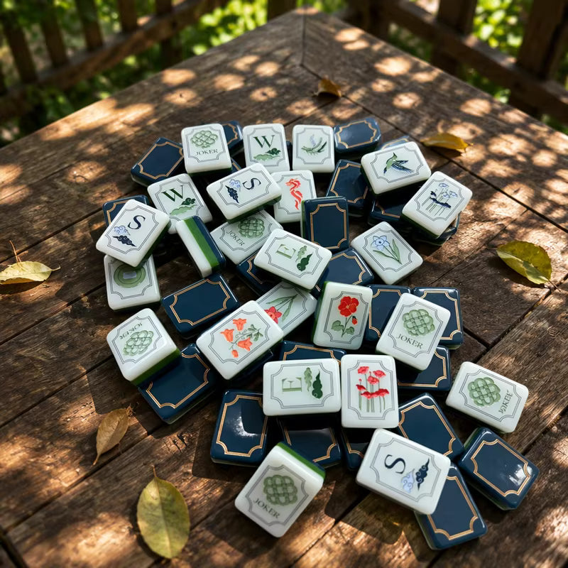 Elegant Deep Flowers Mahjong Tiles Set 160pcs