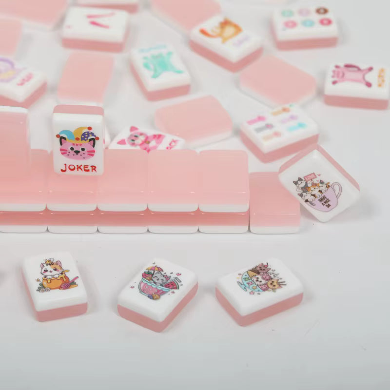 Cute Pink Jelly Mahjong Tiles Set 160pcs