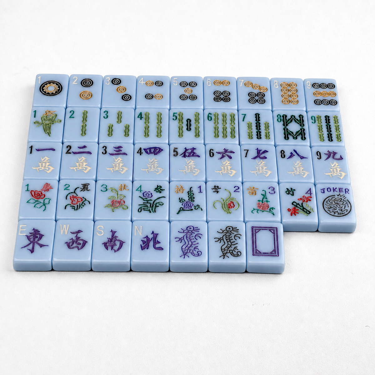 Pastel Blue Mahjong Tiles Set 160pcs