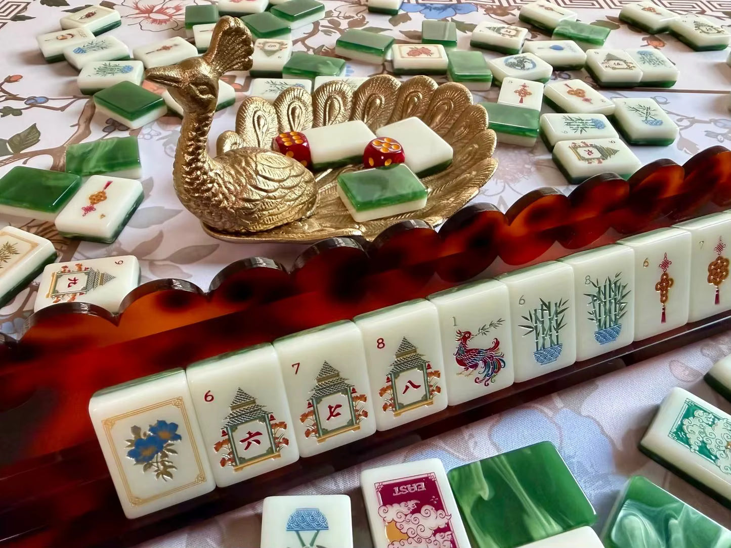 Emerald Green Mahjong Tiles Set 160pcs