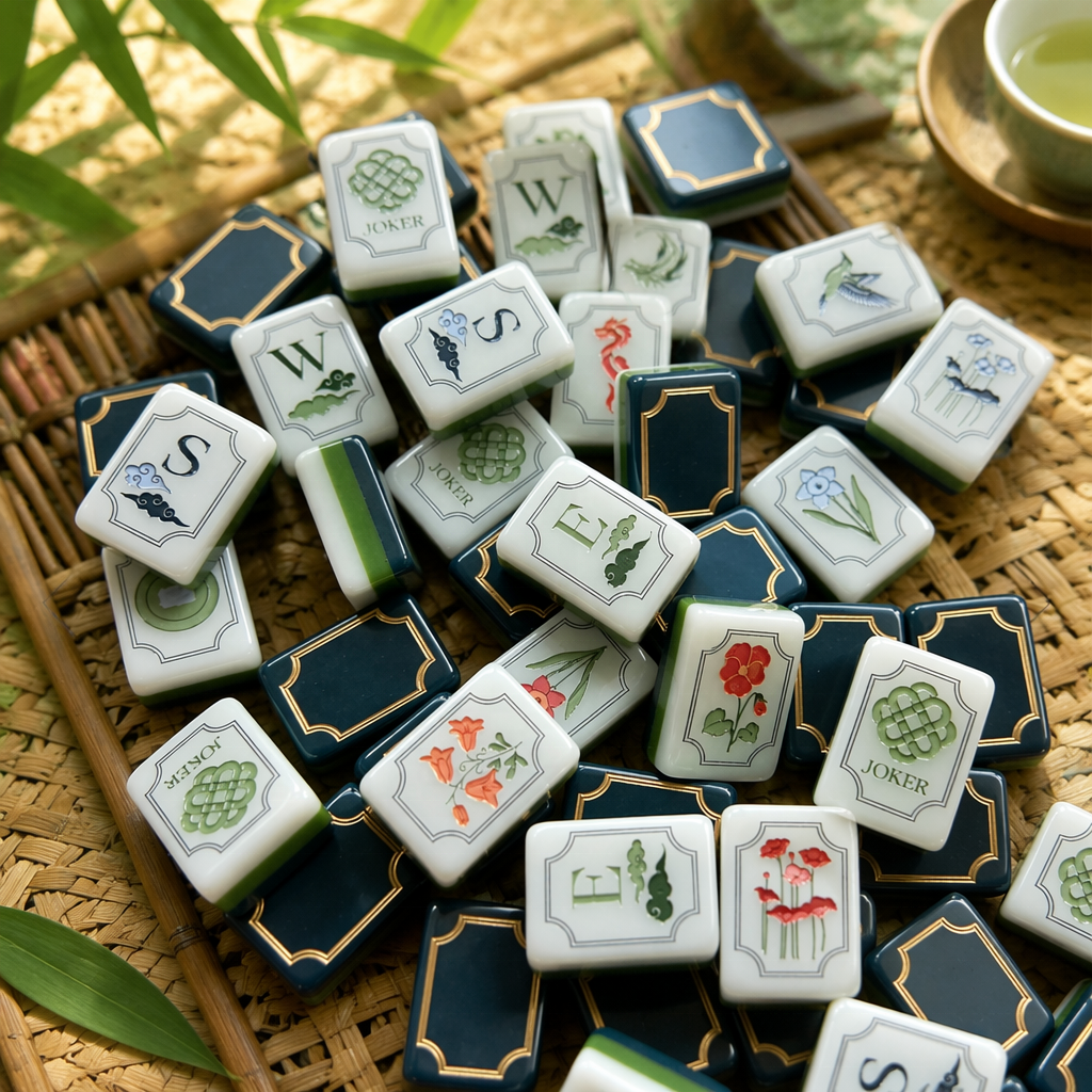 Elegant Deep Flowers Mahjong Tiles Set 160pcs