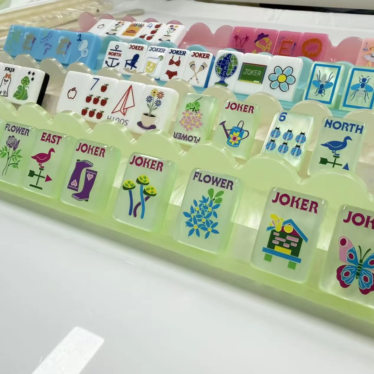 Pearl Green Garden Mahjong Tiles Set 160pcs