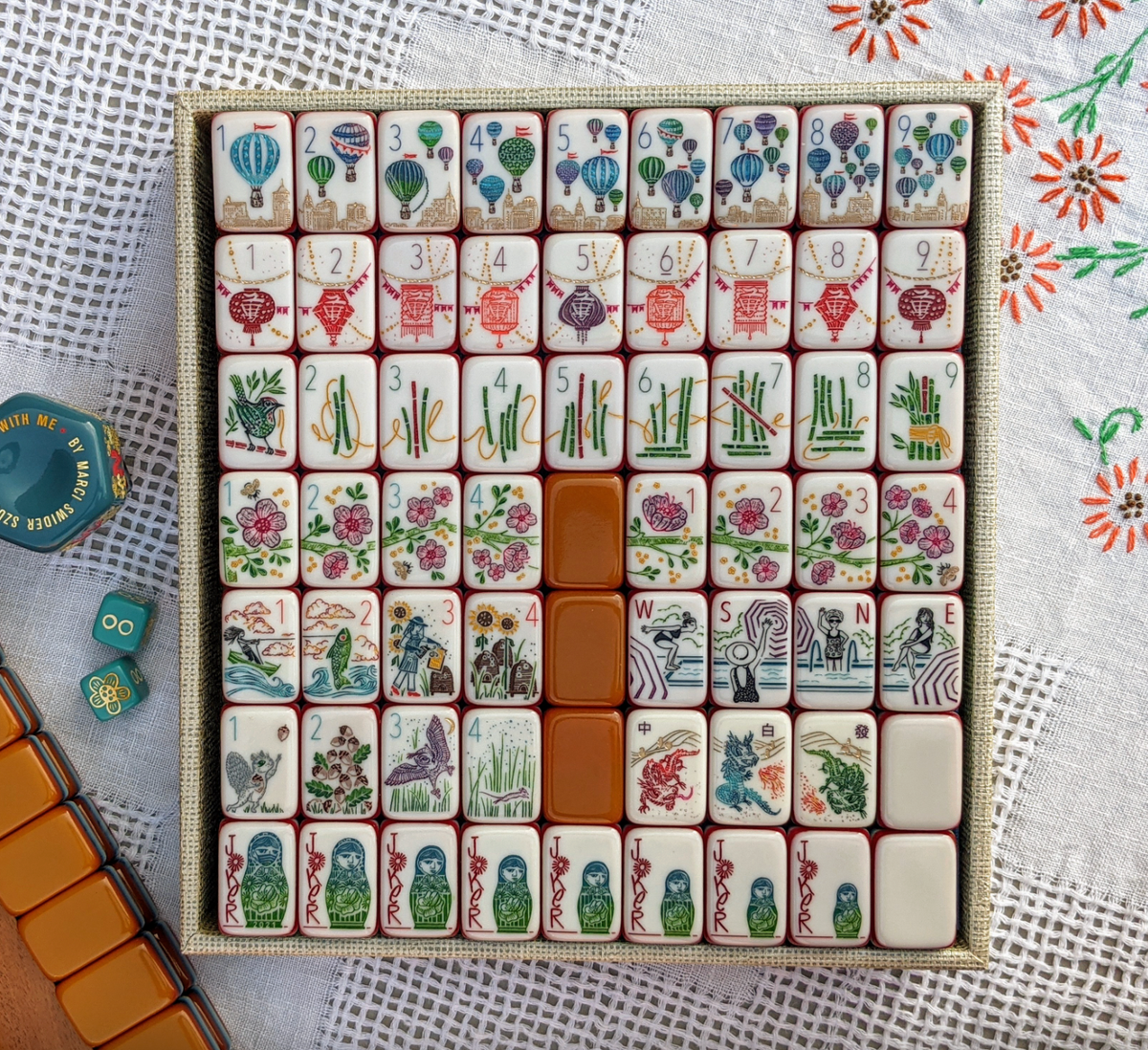 Dark Orange Mahjong Tiles Set 160pcs