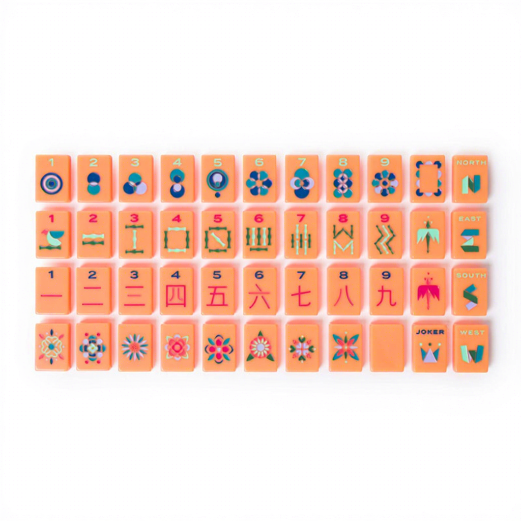 Bright Orange USA Mahjong Tiles Set 160pcs