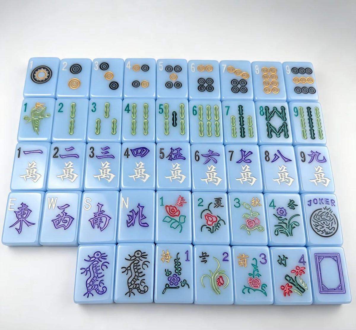Pastel Blue Mahjong Tiles Set 160pcs