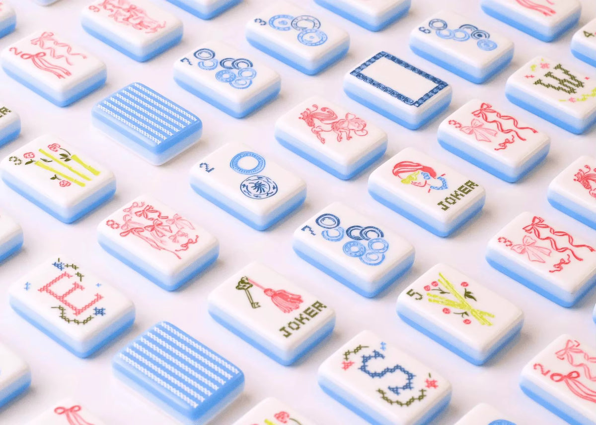 French Blue Mahjong Tiles Set 160pcs