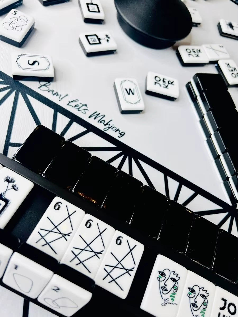 Minimalist Black Mahjong Tiles Set 160pcs
