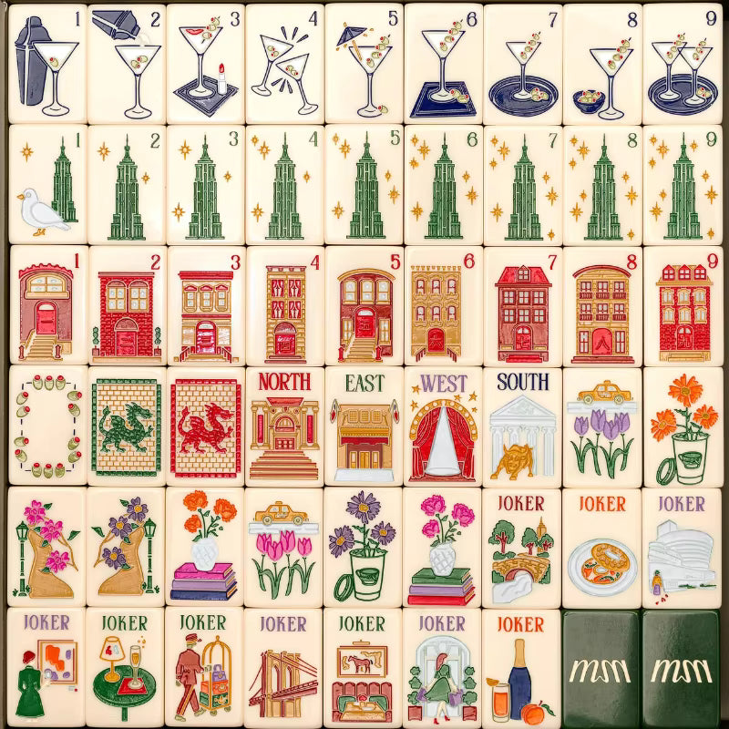 New York Cosmopolitan Mahjong Tiles and Mat Set