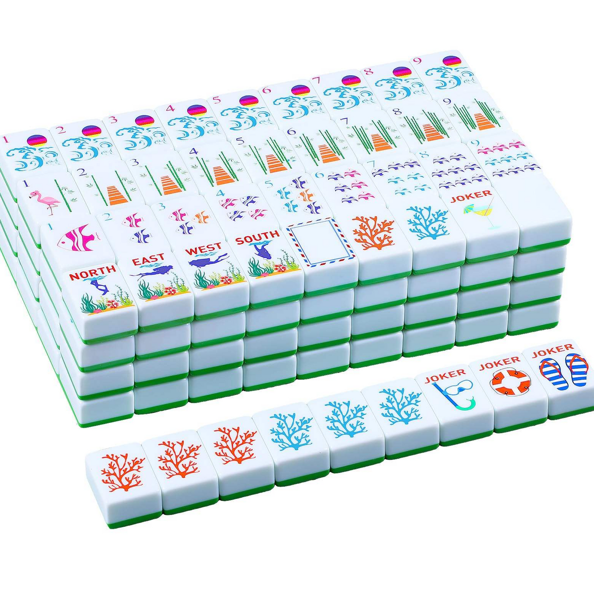 Ocean Green Mahjong Tiles Set 160pcs