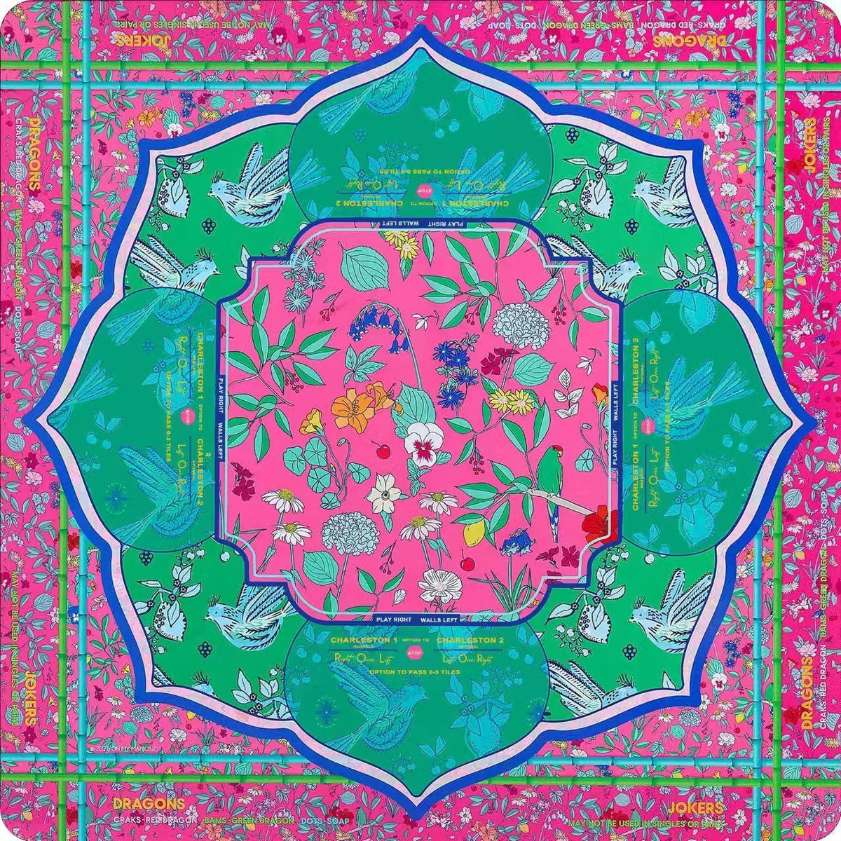 Hot Pink Flowers Mahjong Mat