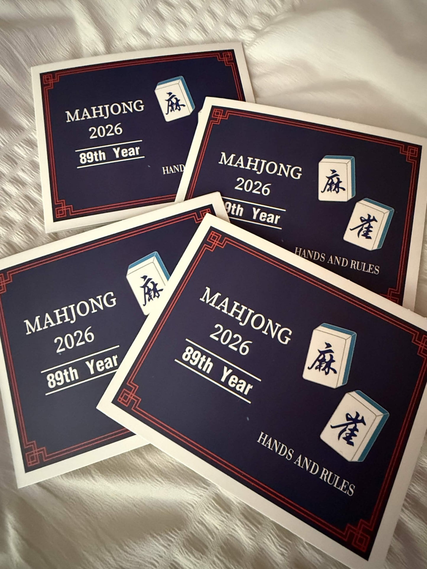 2026 Mahjong Cards | Set of 4 | Official Standard Hands and Rules