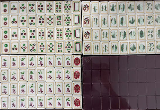 Burgundy Red Mahjong Tiles and Mat Set