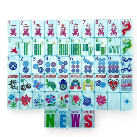 Pearl Blue Mahjong Tiles Set 160pcs
