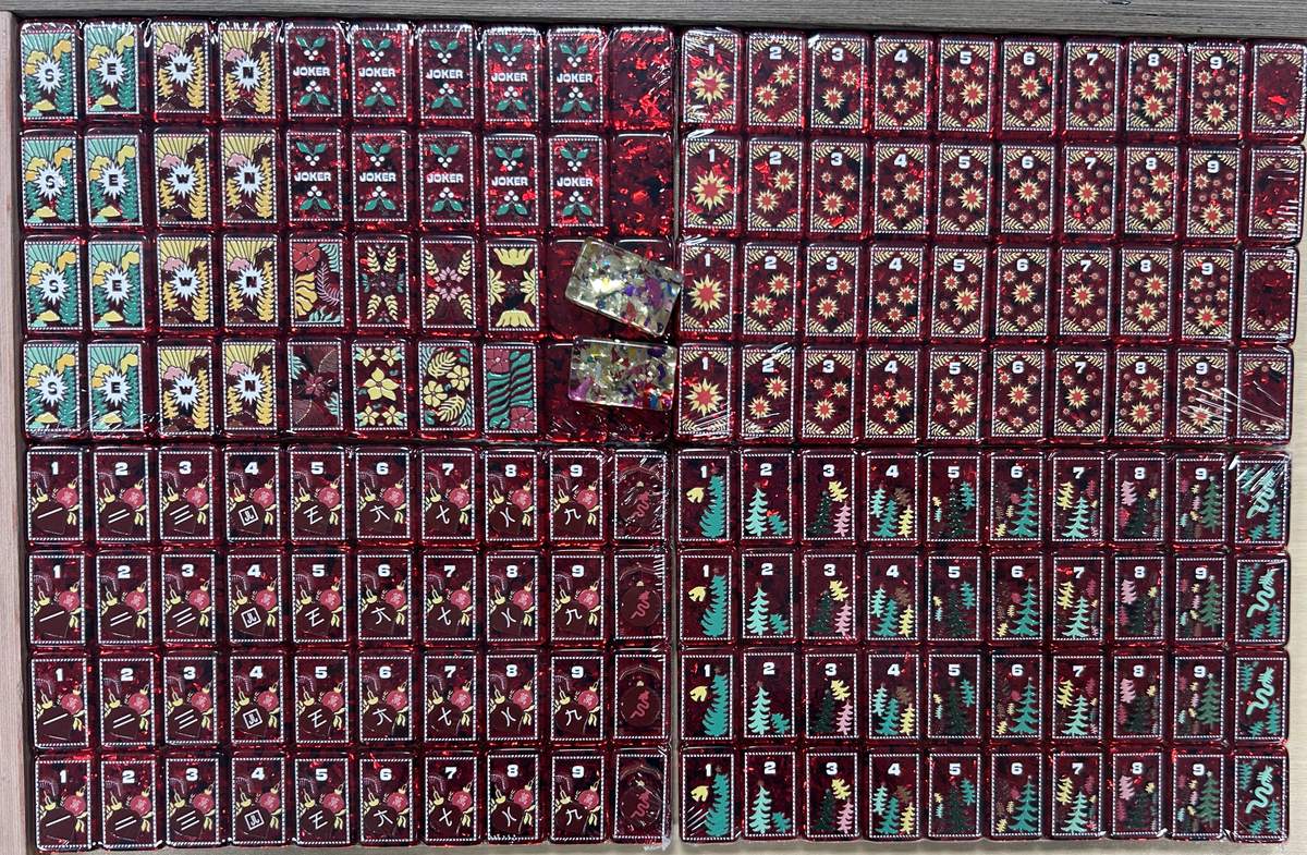 Red Confetti Mahjong Tiles Set 160pcs