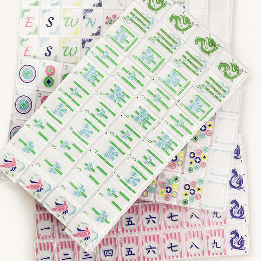 Clear Pink Mahjong Tiles Set 160pcs