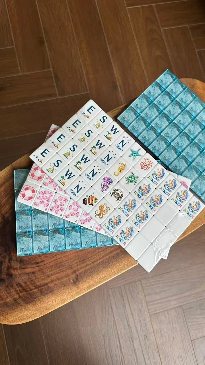 Deep Sea Ocean in Mahjong Tiles and Mat Set
