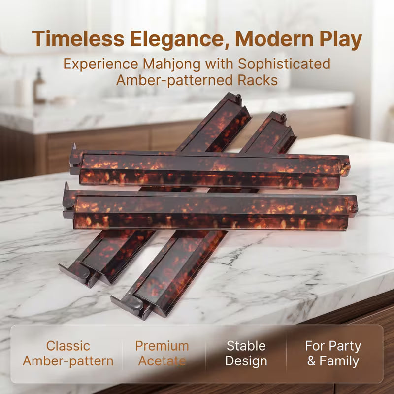 Tortoise Shell Mahjong Racks and Pushers Set - 4 pcs