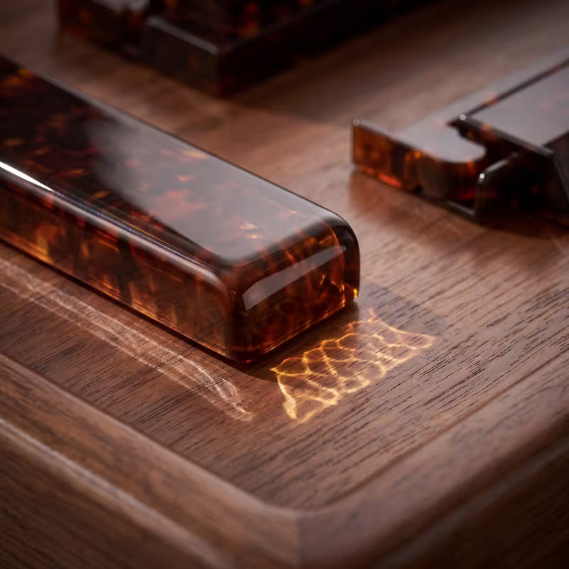 Tortoise Shell Mahjong Racks and Pushers Set - 4 pcs