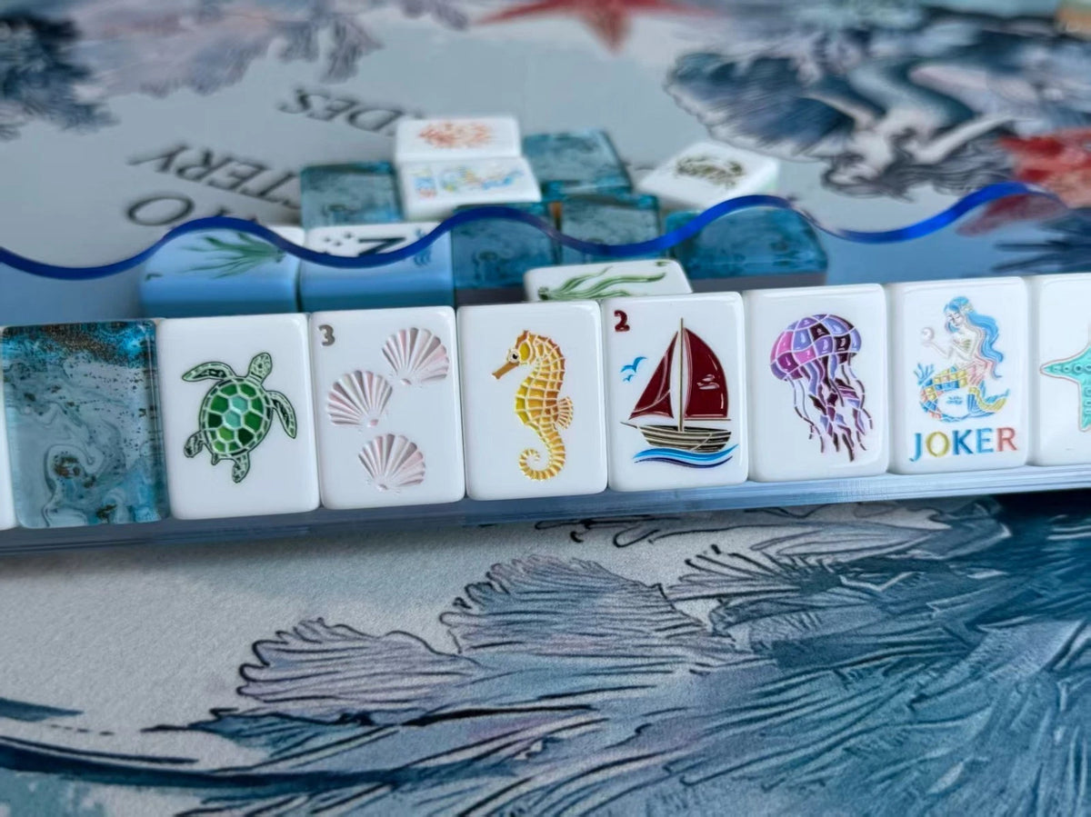 Deep Sea Ocean in Mahjong Tiles and Mat Set