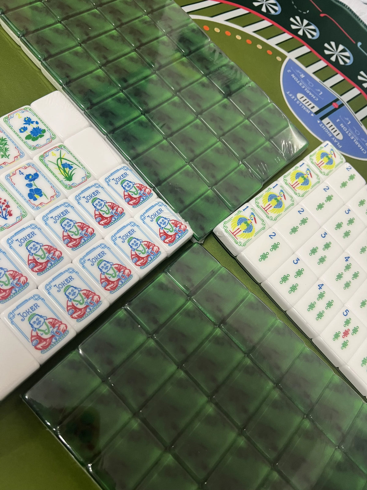 Green Lotus Mahjong Tiles Set 160pcs