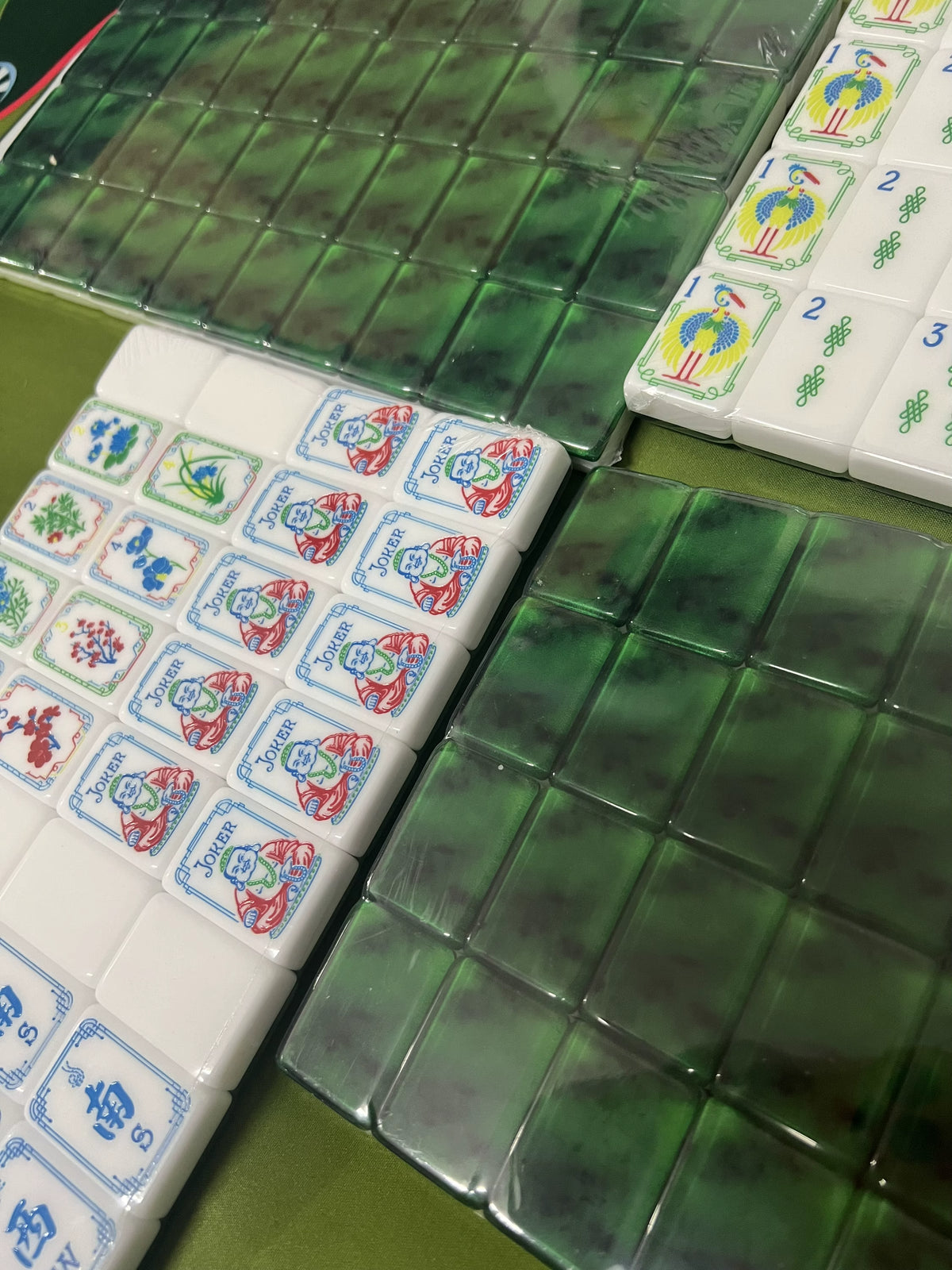 Green Lotus Mahjong Tiles Set 160pcs