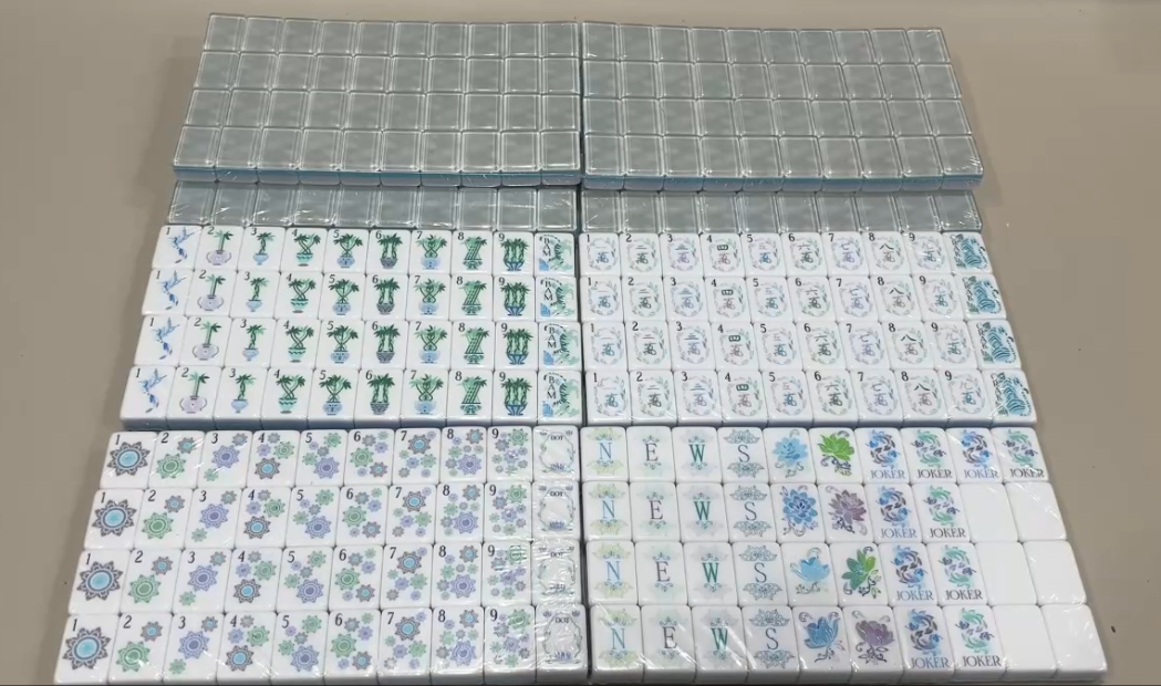 Ice Blue Mahjong Tiles Set 160pcs
